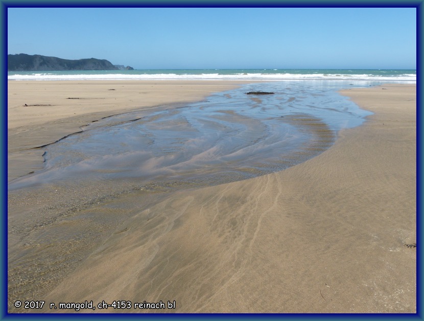 der ins meer strmende bach malt ein schnes bild in den sand