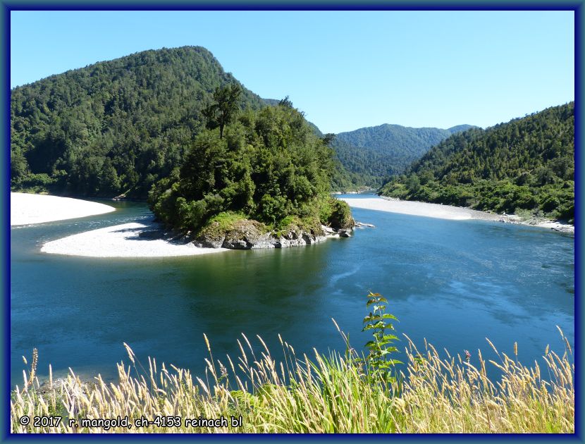 ein einmaliger anblick, die ganze 180-grad-schlaufe des buller-rivers