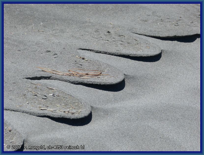 vom wind geformte trennlinie zwischen verfestigtem und losem sand am strand