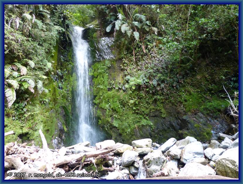 dieser wasserfall im regenwald ist zu fuss in 15 minuten vom campingplatz aus zu erreichen