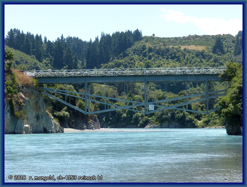 die linksufrige brcke ber den rakaia-river bei der rakaia-schlucht