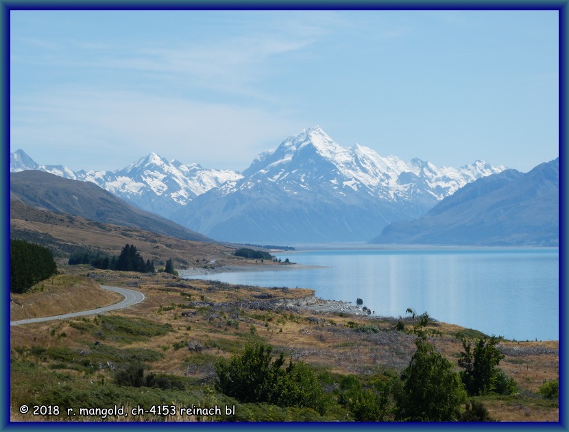 lake pukaki und der berg aoraki im hintergrund