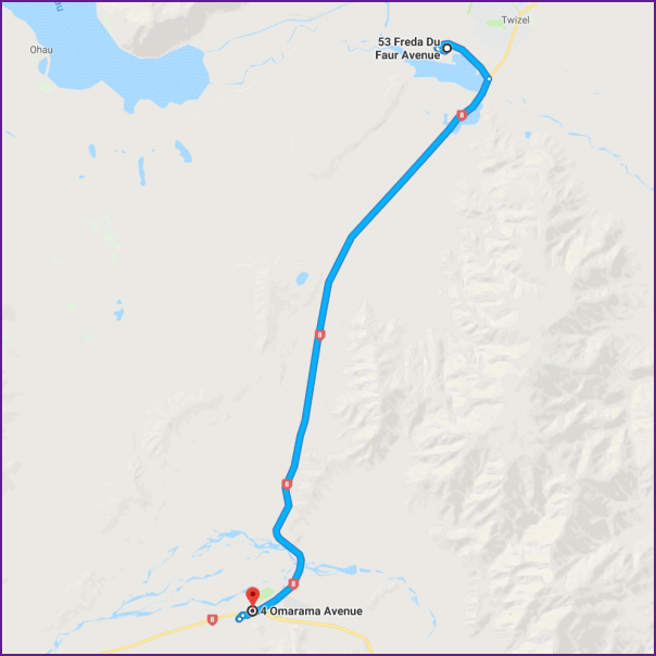 reiseroute von twizel nach omarama