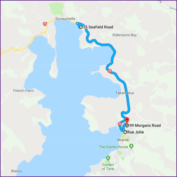 reiseroute von duvauchelle nach akaroa