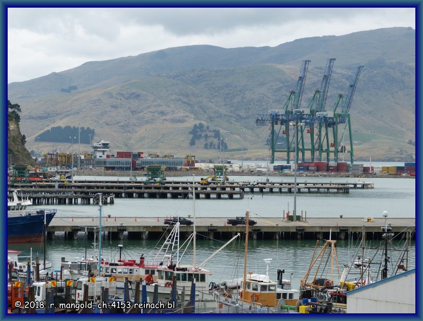 vor 10 jahren haben wir diesen hafen vom aussichtsberg von christchurch gesehen