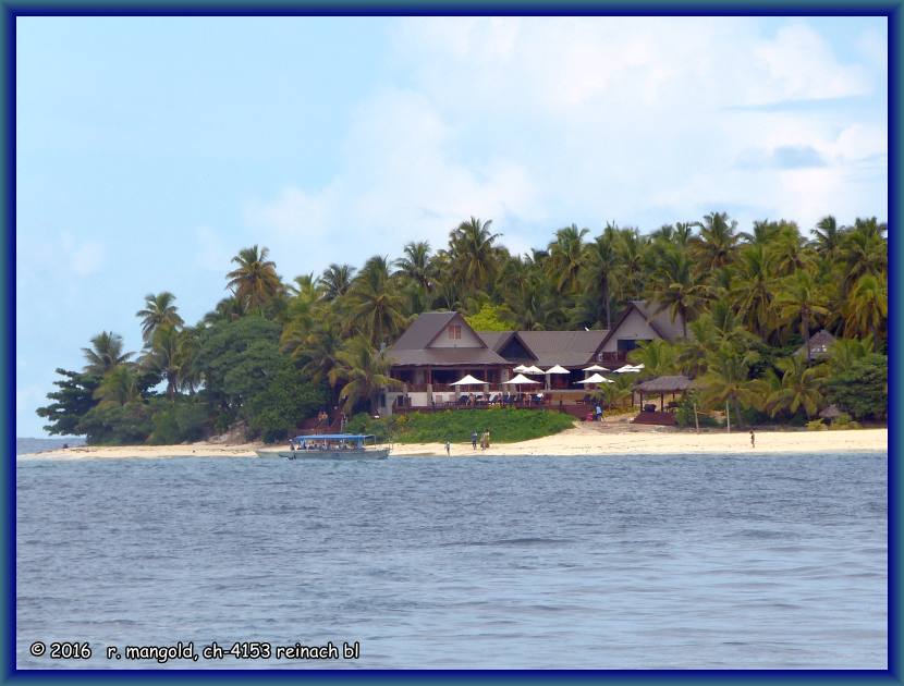 blick zurück auf den landungsbereich des matamanoa island resorts von fidji am 29.02.2012