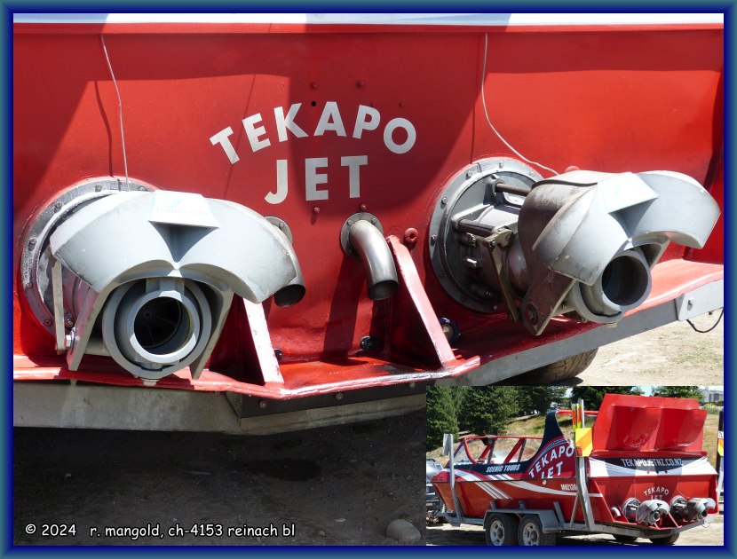 turbinenantriebe der touristenattraktion jetboot, lake tekapo (neuseeland s&uuml;dinsel) am 06.01.2018