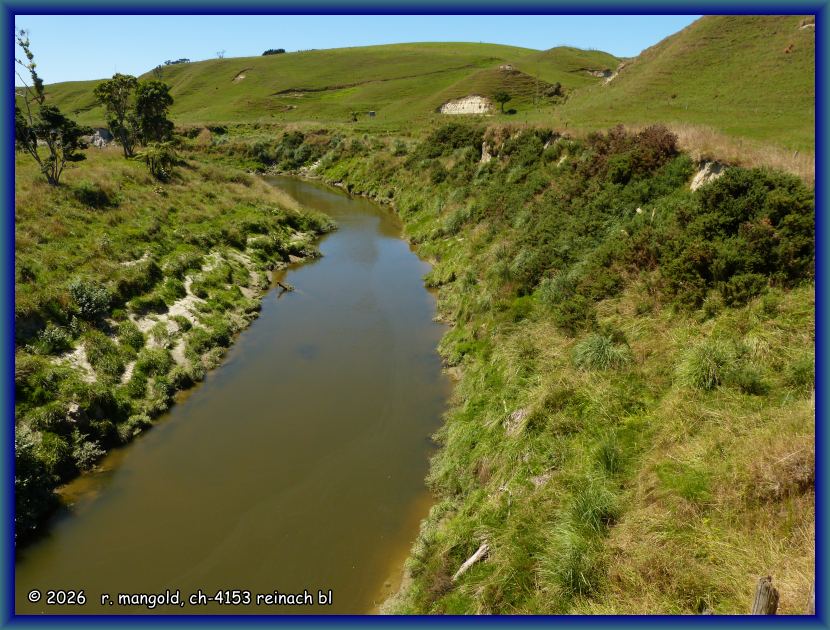 nat&uuml;rlicher lauf des whenuakura rivers zwischen patea und waverly (neuseeland nordinsel) am 04.02.2018